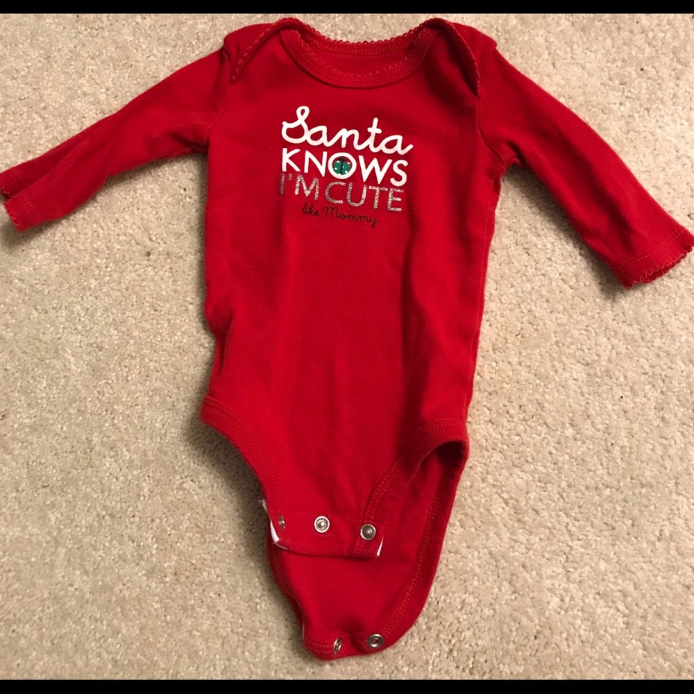 Santa Knows I’m Cute Like Mommy Long Sleeve Onesie
